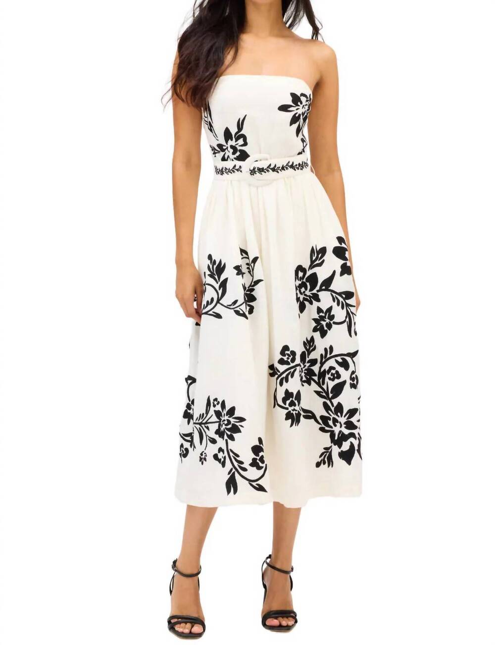 NEW ALLISON claire strapless midi dress in cream/black